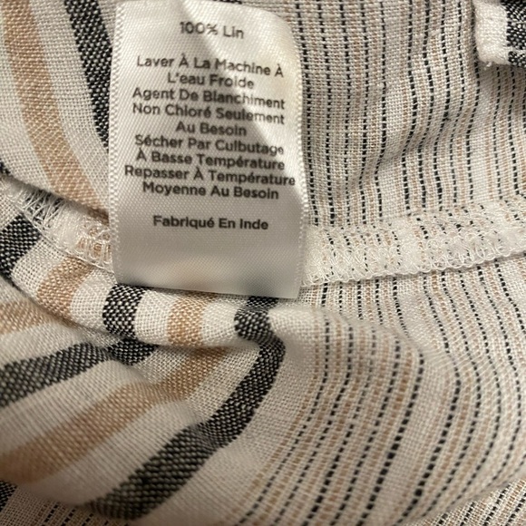 Talbots Womens Striped 100% Linen Tie-Sleeve Gray
Beige Top Size Medium - Picture 10 of 11